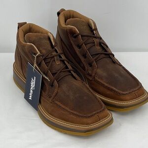 Wrangler Men's Brown Leather Chukka Moc Toe Boots SIZE 8 M NWT